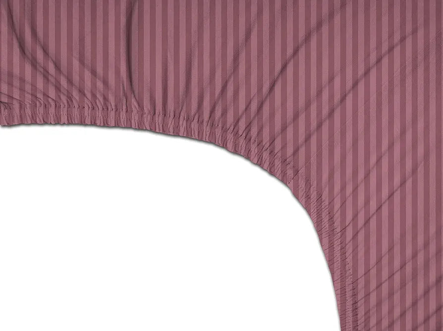 HOMEKART Premium Cotton 210Tc Elastic Fitted Bedsheets with 2 Pillow Covers,King Size Bed with All Around Elastic Wrinkelfree Supersoft Striped Pattren Breathable |Size-78 x72+10 inches |Pink, 210 TC