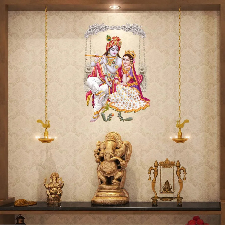 Rangoli White Glossy Vinyl Wall Sticker Premium Self-Adhesive Waterproof Decorative Wall Decal for Bedroom, Living Room, Office & Home Decoration Easy to Apply. Parent-14, Design-19