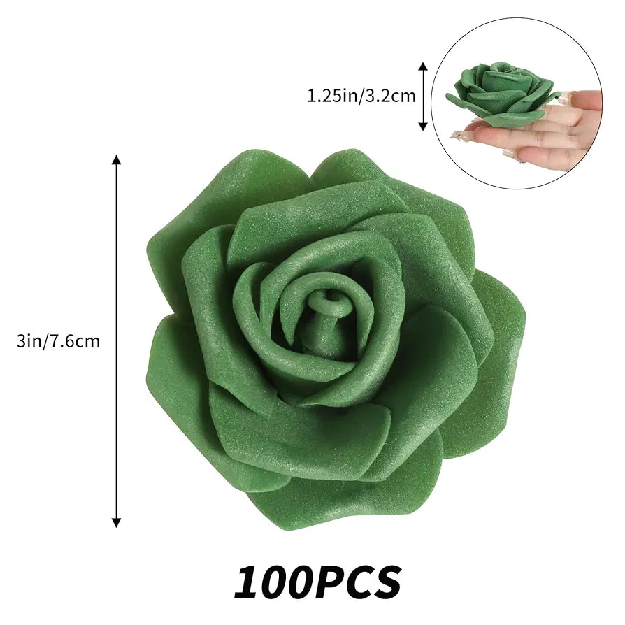 IPOPU 100 Pcs Artificial Foam Roses Heads, 3Inch Stemless Faux Roses Bulk Fake Flowers Heads for Crafts,Wall Decorations, DIY Wedding Baby Shower Centerpieces Party Tables Home Decor