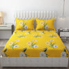 Fresh From Loom Double Bed Floral Design Microfiber King Bedsheet Bedcover Wrinkle Free Includes 2 Pillow Covers 144 TC Peach Yellow