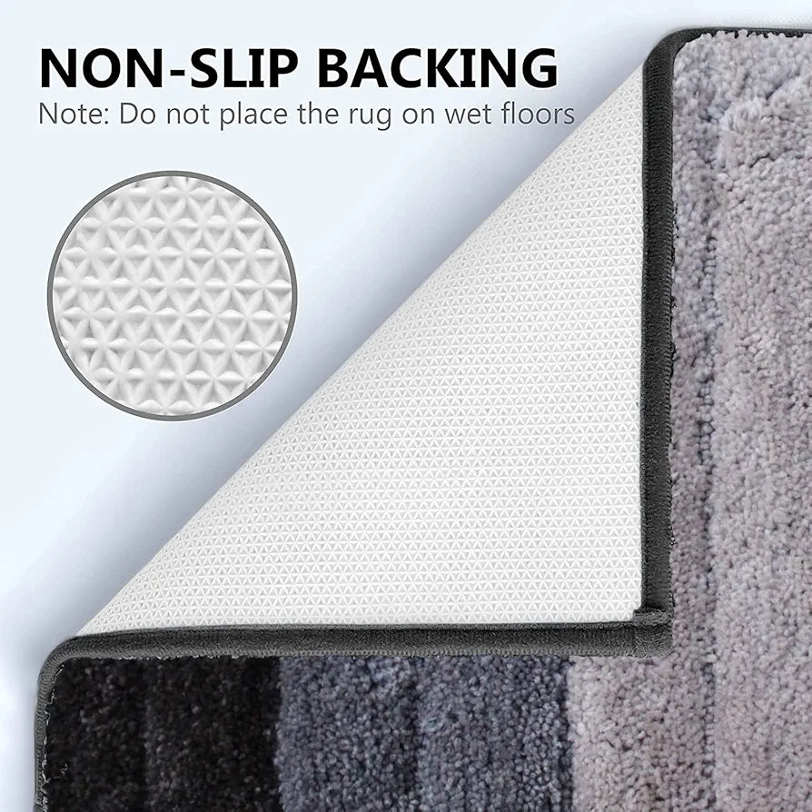 LUXE HOME INTERNATIONAL Microfiber Rectangular Bath mat Soft Anti Slip Skid Luxury Mats For Bathroom Door 40X60 Cm  Pc 1,Grey