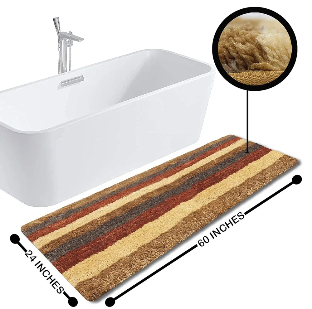 Luxe Home Jericho Runner 2500 Gsm Super Soft Microfiber, Anti-Skid Badroom or Kitchen Mats for Floor, Water-Absorbent, Quick Dry, Washable Runner for Home - Cinnamon, 2x5 Feet, Pack of 1