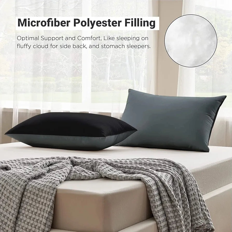 Cloth Fusion Premium Microfiber Soft Pillow Set of 2 for Sleeping, Comfy Hotel Comfort Grade, Vacuum Packed, Standard Size 