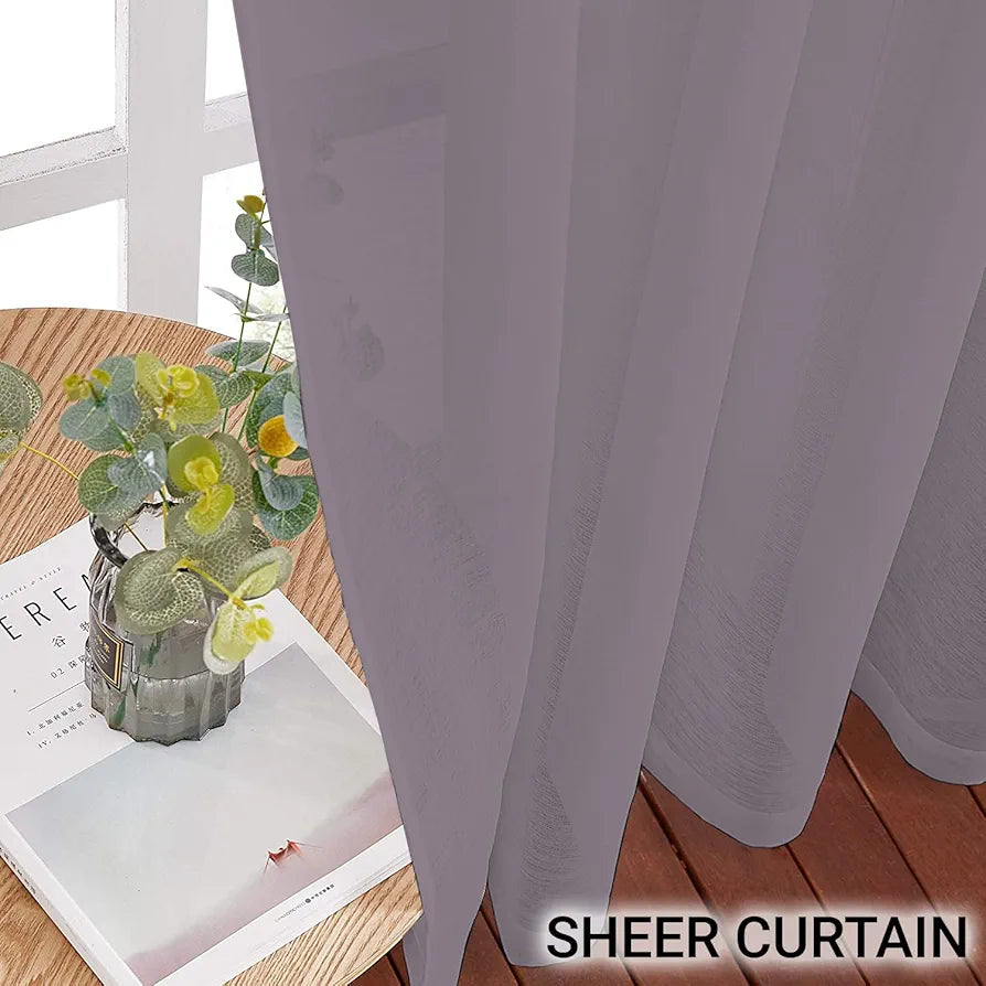 Cloth Fusion Plain Cotton Feel Sheer Door Curtains 9 Feet Long Set of 2, Semi-Transparent Parda with Grommet Design for Home Decor 