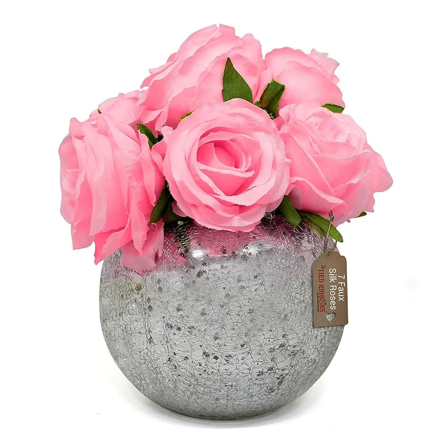 TIED RIBBONS Artificial Flower with Glass Vase 