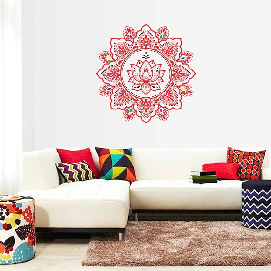 Rangoli White Glossy Vinyl Wall Sticker Premium Self-Adhesive Waterproof Decorative Wall Decal for Bedroom, Living Room, Office & Home Decoration Easy to Apply. Parent-4, Design-5