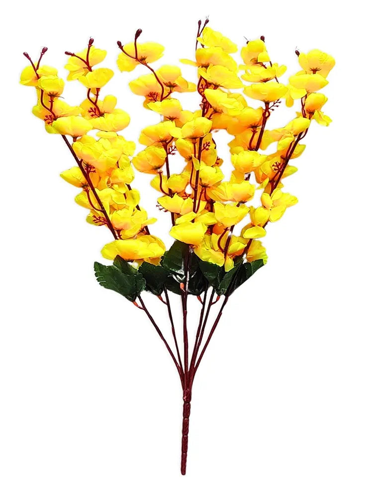 ARTSY® Artificial Flowers Bunch for Decoration Cherry Blossom, Ideal for vase, Home, Office Decor, Gifts, Craft, Artificial Plants for Decoration, Without vase, Yellow, 1 Piece, 55 cm Height, Fabric