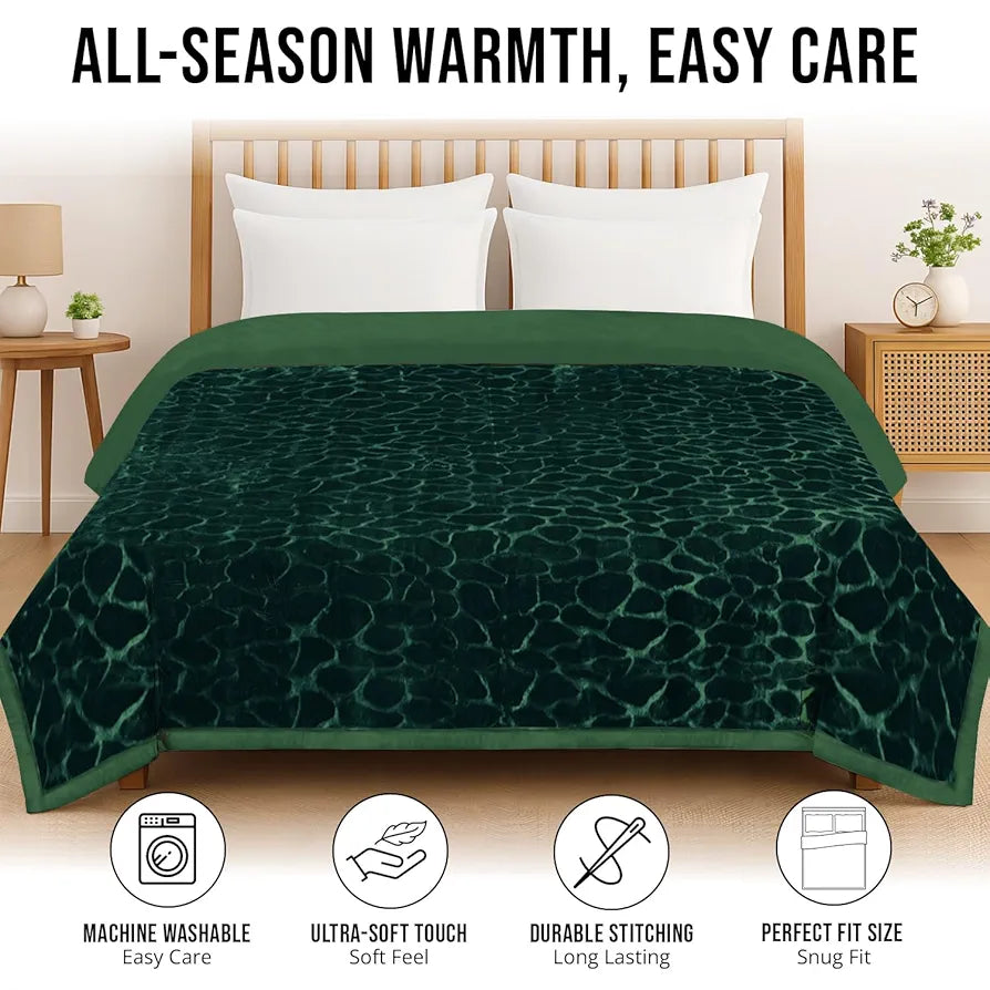 Cloth Fusion Floral Embossed Mink Blanket for Winter Double Size,Soft Kambal for Comfort & Warmth 