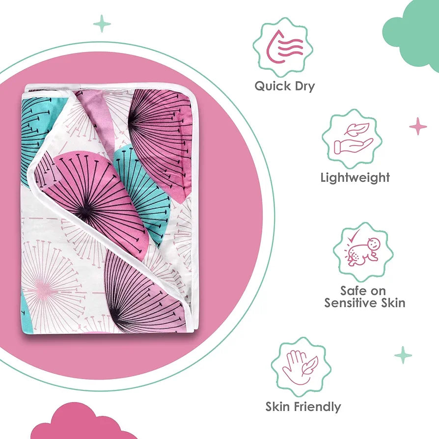 Divine Casa Floret 100% Cotton Single Kids Dohar | 120 GSM | Soft & Lightweight Throw Blanket | Cozy & Breathable Bedding | All-Season Comfort | 140 x 100 CM, Rose Pink