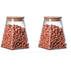 Femora Kitchen Storage Jars Borosilicate Glass Jars for Kitchen With Wooden Lid Air Tight Jar | 900 Ml | Pack of 2