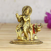 Ecraftindia  Lord Krishna Playing Flute With Golden Cow Showpiece | Metal | Golden