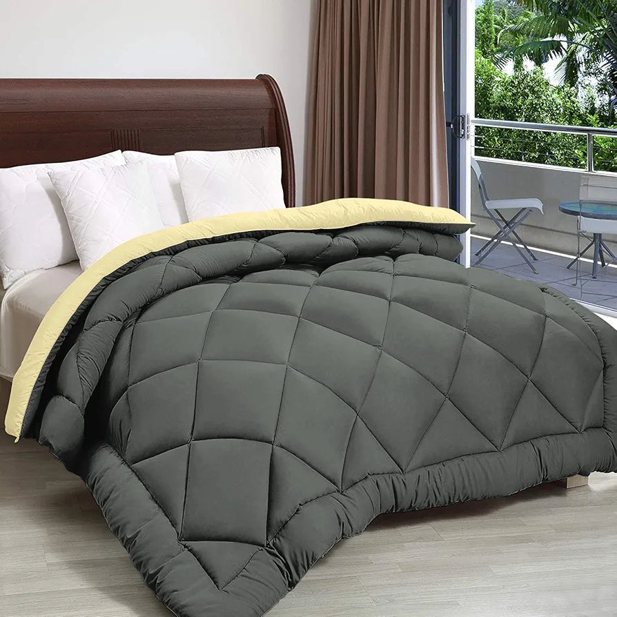 Cloth Fusion Reversible AC Comforter Set Double Bed 220 GSM,Soft Microfibre King Size Quilt Blanket for Winter