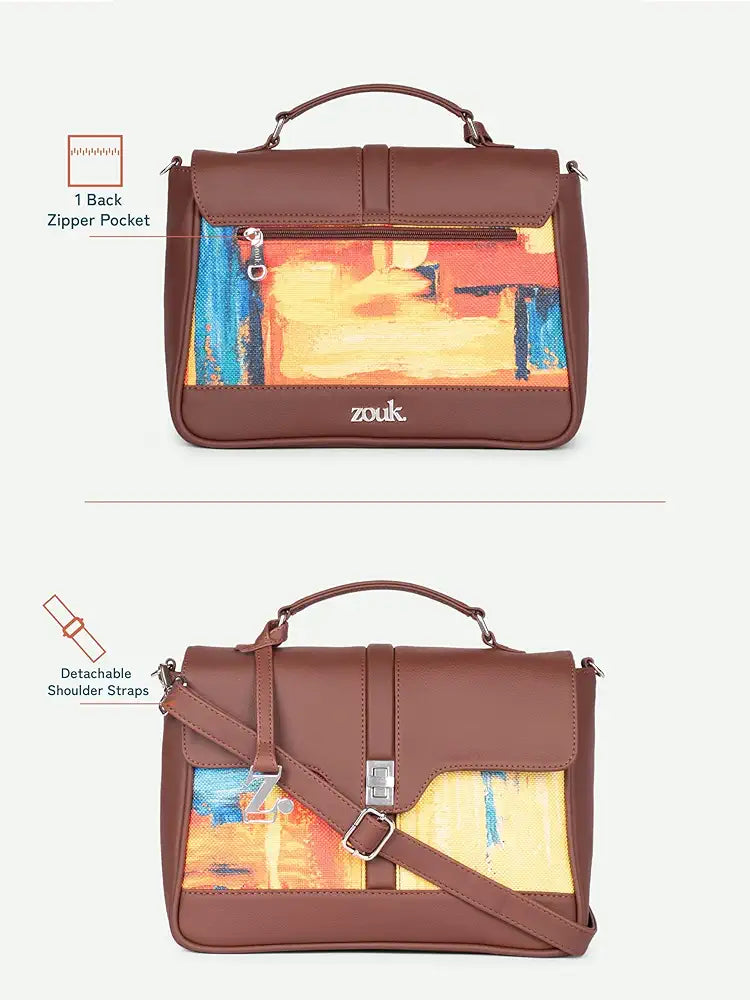 ZOUK | Women's Vegan Leather | Stylish Handbag with Adjustable Strap, Top Handle |