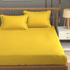 Homefab India 160 TC Stripe Glace Cotton Double BedSheet with 2 Pillow Covers Yellow