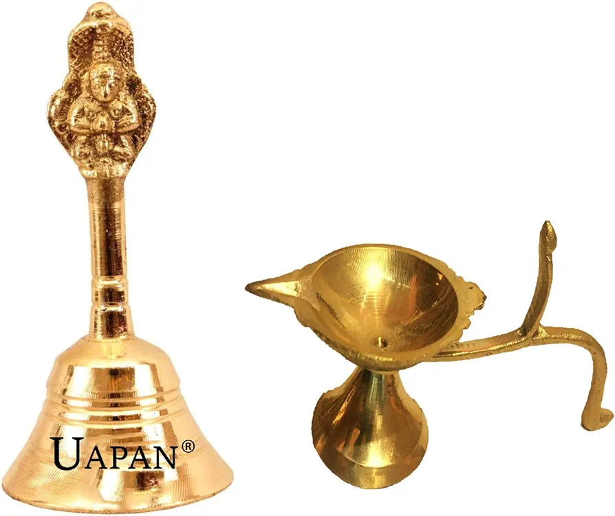 UAPAN Brass Pooja Bell with Diya 