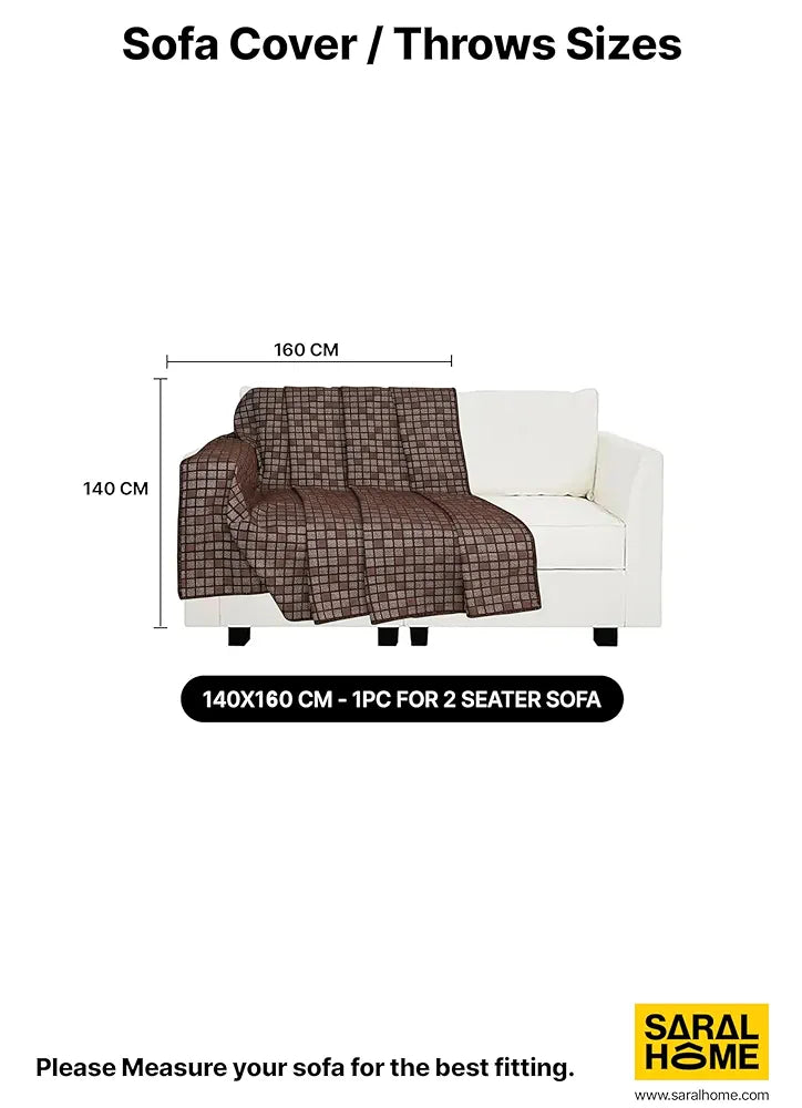 Saral Home Chenille 2 Seater Reversible Sofa Cover Throw 