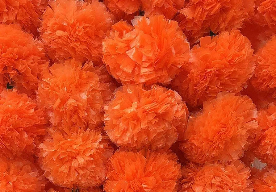 Abhaas Artificial Marigold Graland Flowers for Decoration Long Toran Indian genda phool for Wedding Festival 