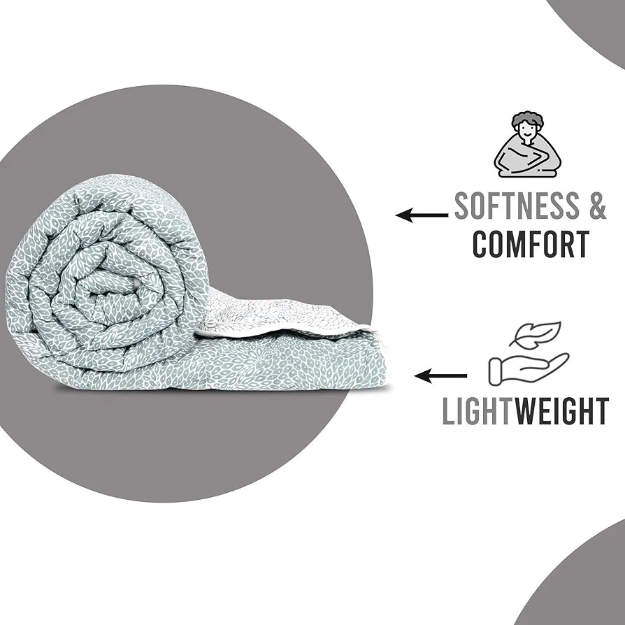 Divine Casa Microfibre All Weather Lightweight 120 GSM Printed Reversible Single Bed Size Quilt Comforter Blanket - | TC - 120
