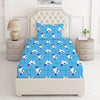 Layers Cotton Bedsheet for Single Bed with 1 Pillow Cover Light Weight Breathable Classic Collection Blue Floral Pattern