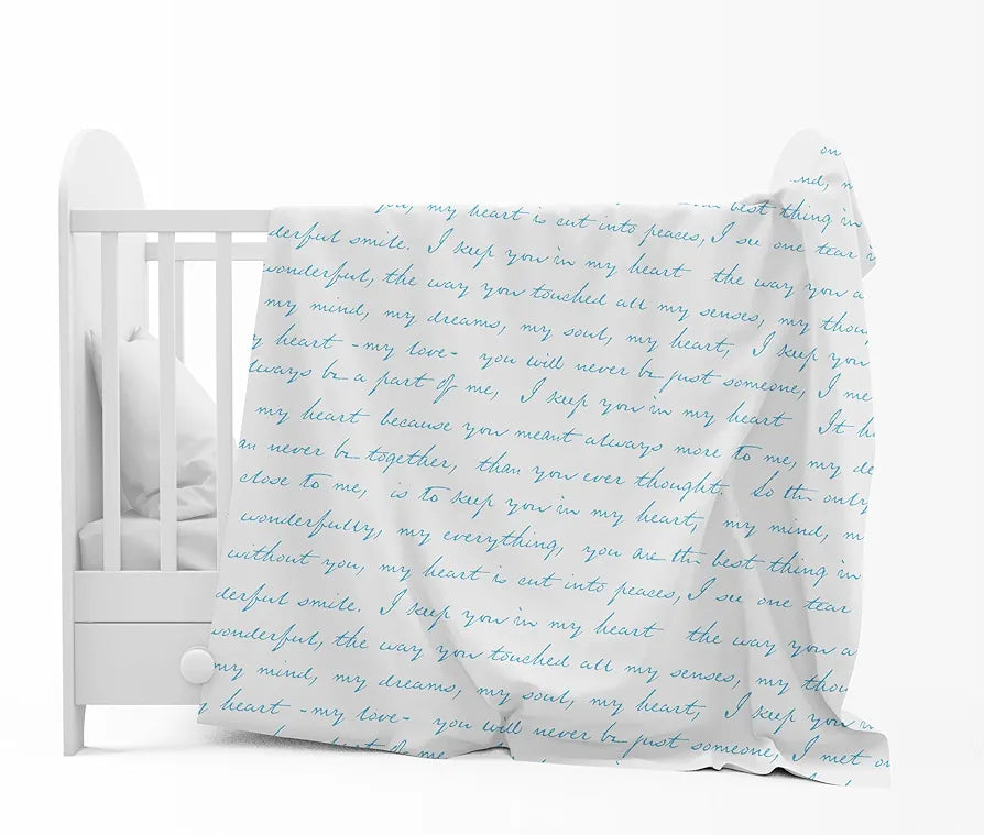 Divine Casa 120 GSM Microfiber Single Kids Dohar  | Soft & Lightweight Throw Blanket | Cozy & Breathable | All-Season Comfort | 140 x 100 CM | Typography Pattern | Blue Topaz