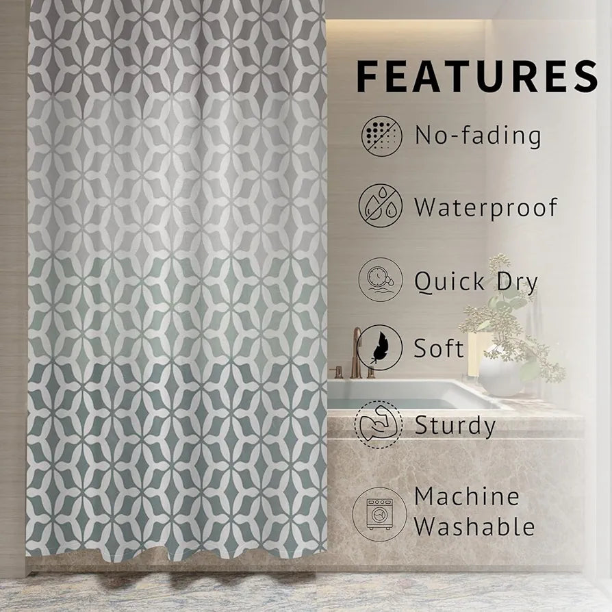 HOMETHREADS Embrace Luxury with Our 6-Feet Long Premium Polyester Shower Curtain with 12 Hooks for a Lavish Bathroom Ambiance | Stylish, Splendid, and Perfectly Sized 