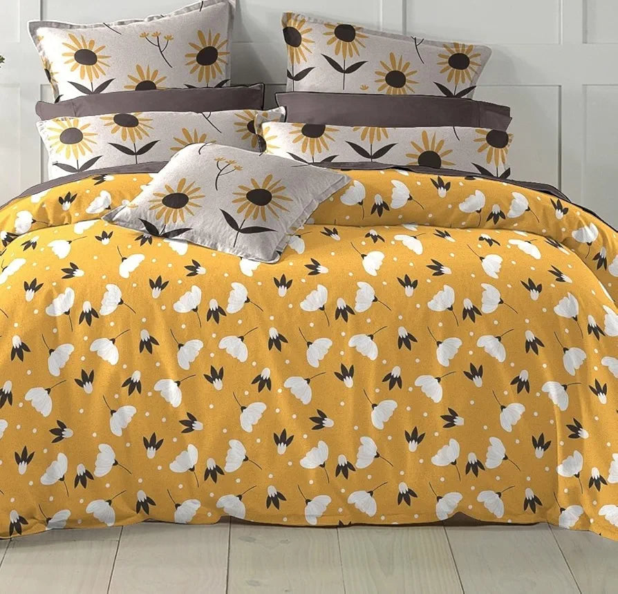 THE HOME STYLE Cotton Elastic Fitted All Around Printed Queen Size Double Bed Bedsheet wih 2 Pillow Cover 