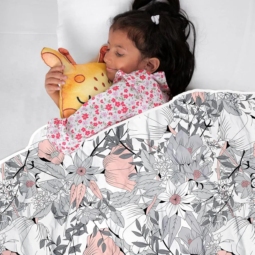 Divine Casa Floret 100% Cotton Single Kids Dohar | 120 GSM | Soft & Lightweight Throw Blanket | Cozy & Breathable Bedding | All-Season Comfort | 140 x 100 CM, Griffin