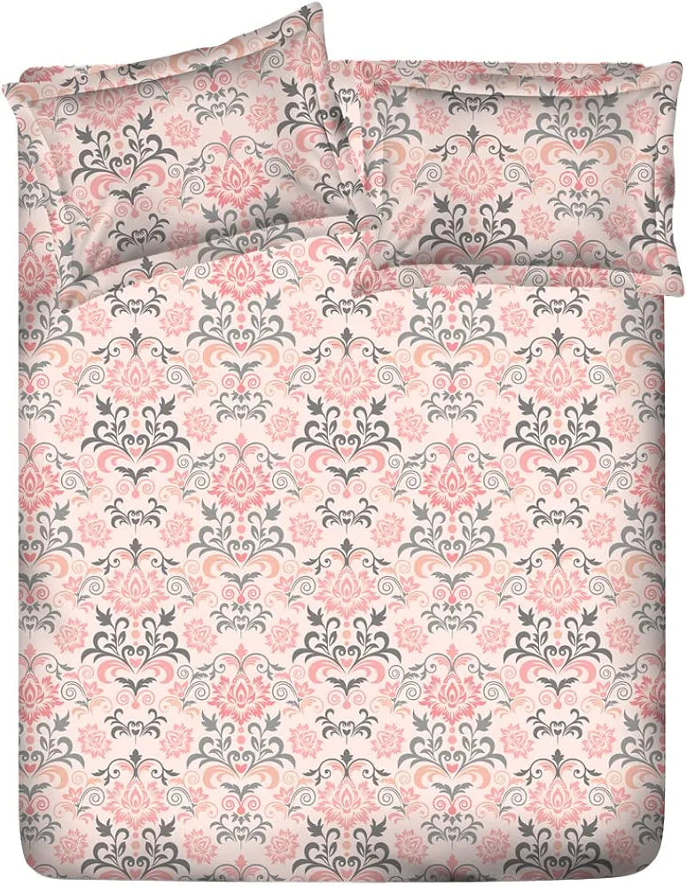 Layers Classic 100% Cotton Bedsheet Set for All Seasons - Lightweight, Moisture Absorbent, Machine Washable & Easy to Care - Gift for Housewarming & More - 104 TC - Queen Size 