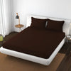 Trance Home Linen 100% Cotton 78x60 inch Queen Elastic Fitted Bedsheet 400TC Premium Queen Double Bed Size with 2 Pillow Covers Colour Chocolate Brown