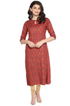 Janasya Women's Maroon Rayon Kurta