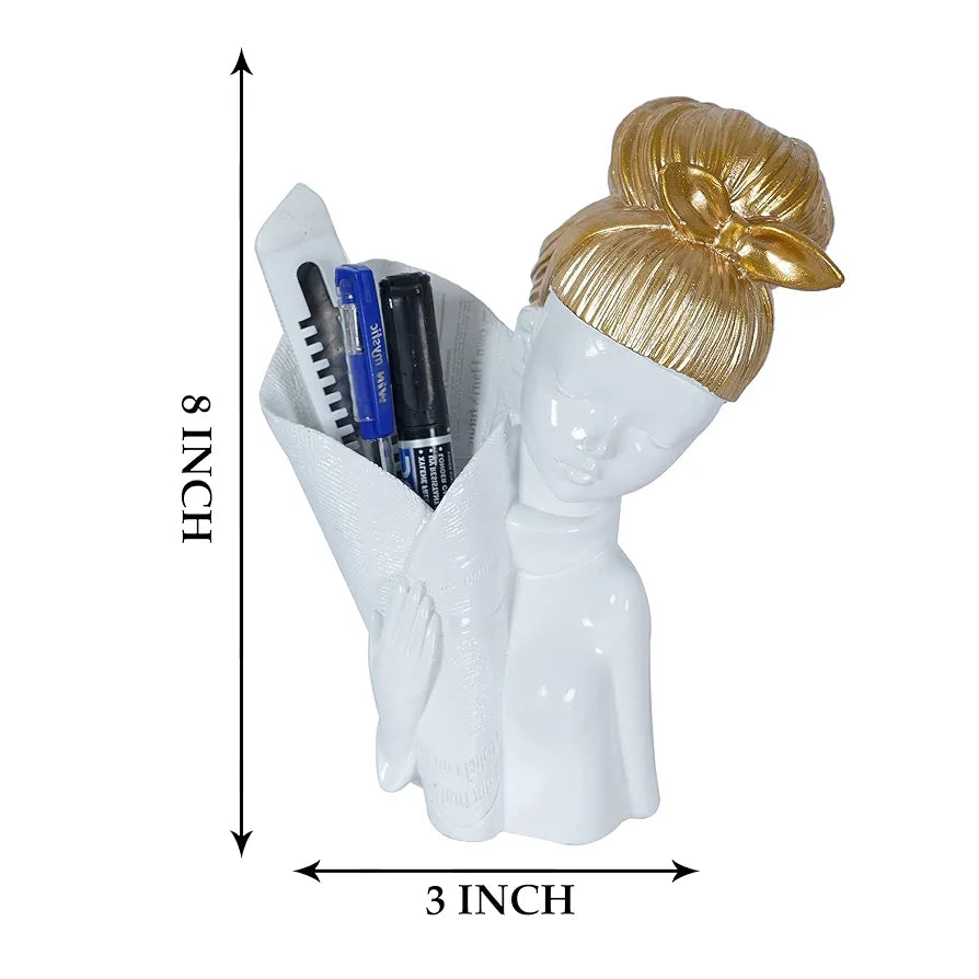 zart Resin Girl Showpiece for Home Décor Showpiece & Office Decor Item , 10 cm , 7 cm