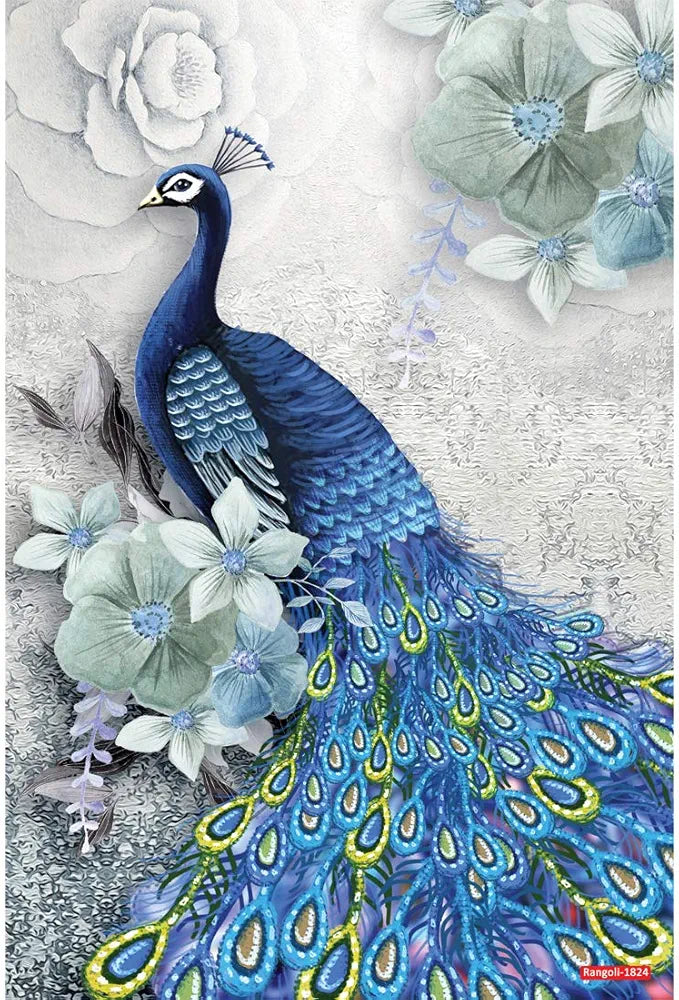 Rangoli Peacock Wall Sticker 12x18 Sheet – Elegant Self Adhesive Home Décor for Living Room, Bedroom & Walls. Design-6