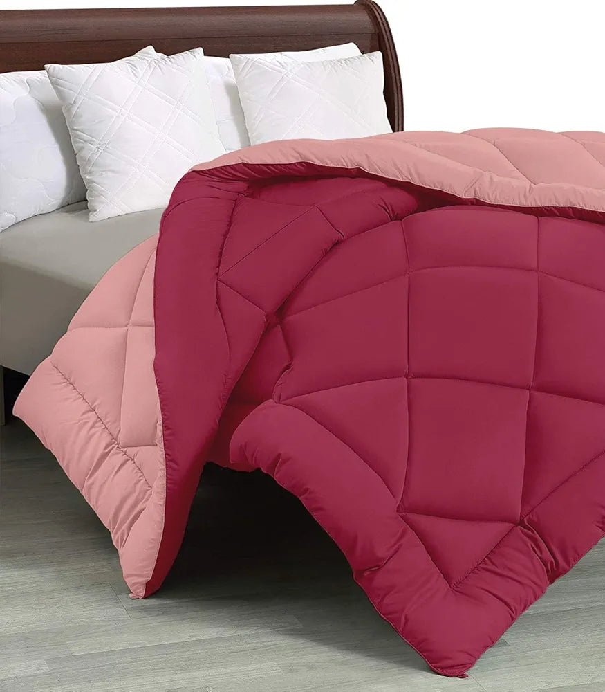 Cloth Fusion Reversible AC Comforter Set Double Bed 220 GSM,Soft Microfibre King Size Quilt Blanket for Winter