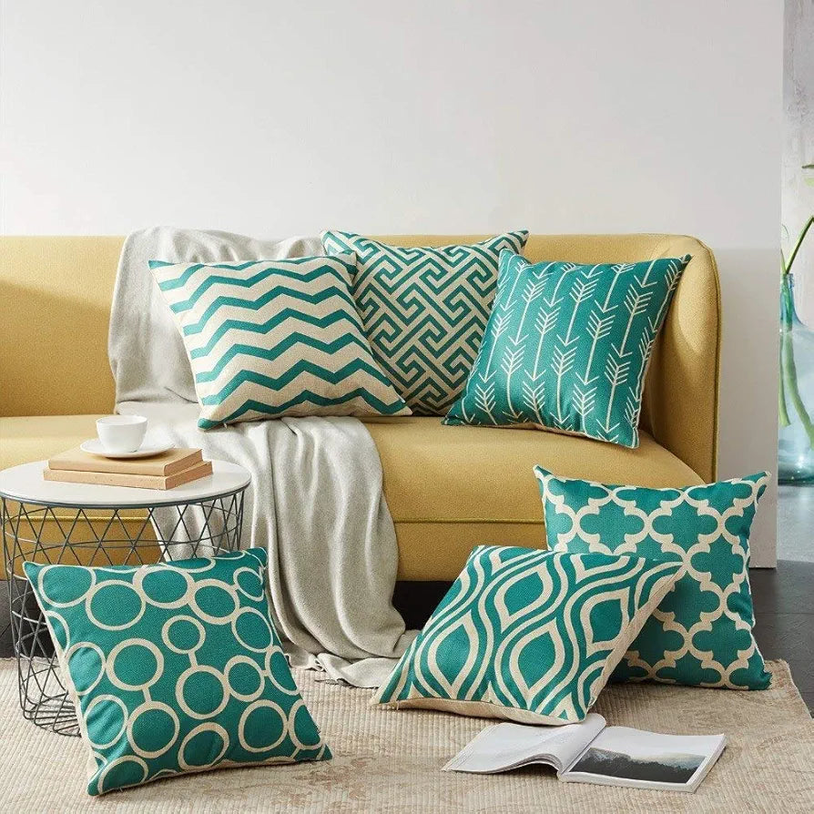 AEROHAVEN Set of 6 Satin Abstract Designer Decorative Throw Pillow/Cushion Covers - 