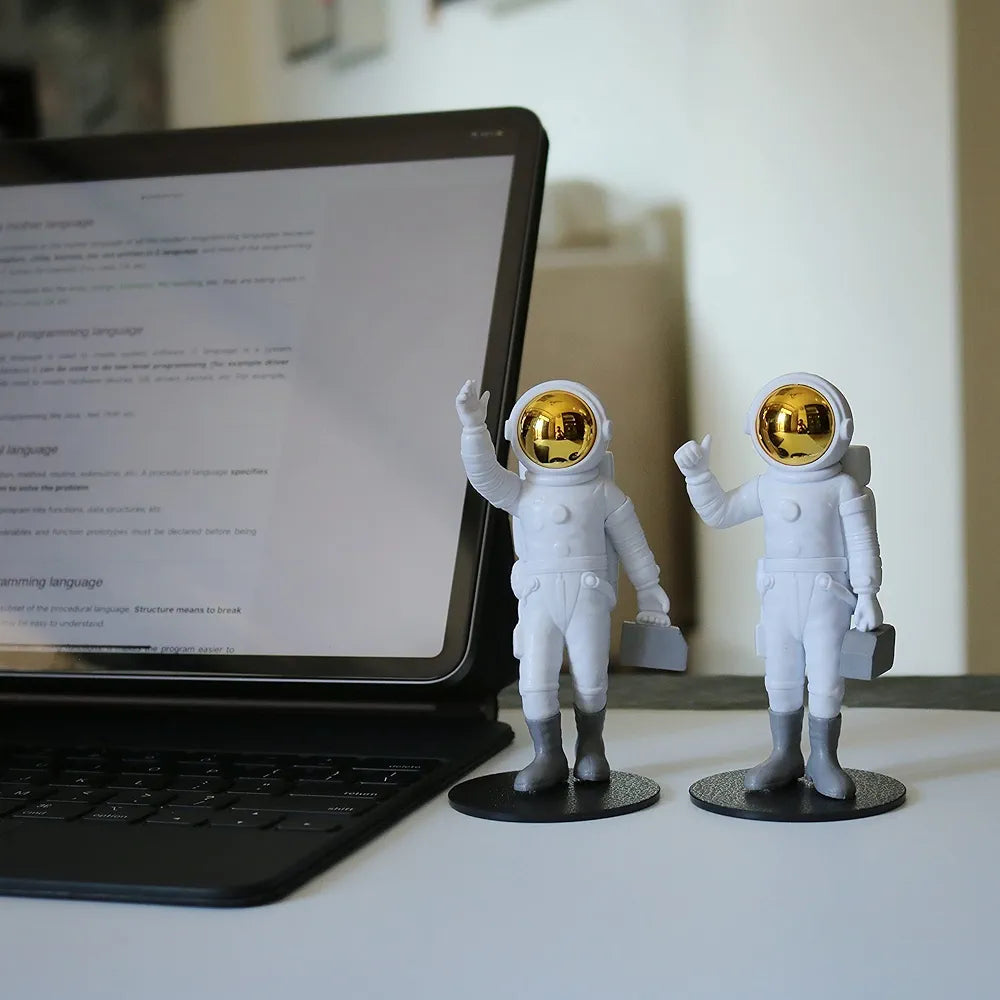 Street27 Resin 3Pcs Astronaut Figurine Mirror Spaceman Ornament, Home, Office, Desktop Decoration Bookshelves Outer Space Room Décor Astronaut Statues Sculpture , Space