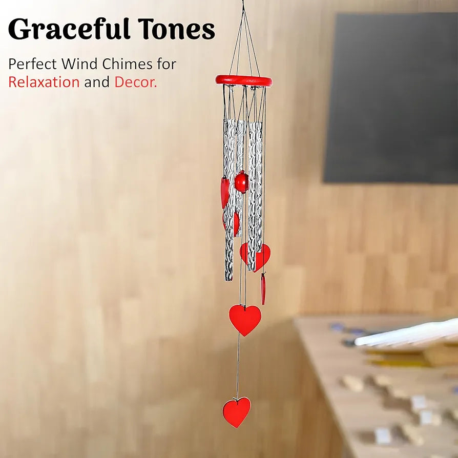 ZAICUS Red Heart Wind Chime - Heart-Shaped Hanging Décor - Wind Chime for Home - Home Decor Items for Valentine’s Day & Special Moments