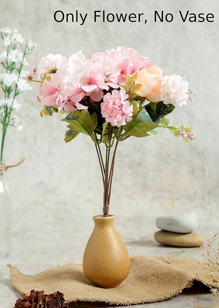 SATYAM KRAFT 1 Pcs Artificial Head Rose Peony Fake Flower Sticks Bunch - Decorative Flowers for Home, Living Room, Table, Wedding, Anniversary, Pooja  