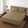 Trance Home Linen 100% Cotton 78x72 inch King Elastic Fitted Bedsheet 400TC Soft Durable Plain with 2 Pillow Covers Colour Brown Grey