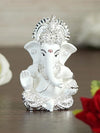 Ecraftindia Silver White Resin Lord Ganesha Idol for Home Decor Office Car Dashboard | Ganesha Statue