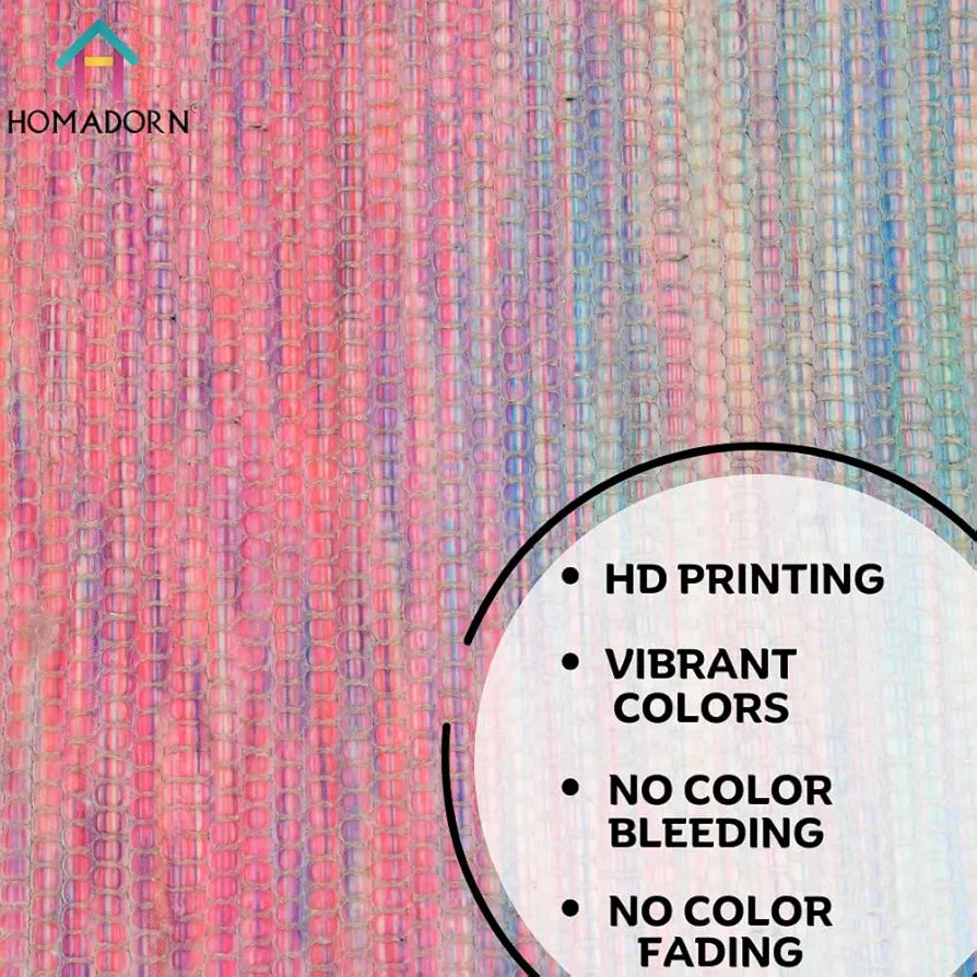 HOMADORN Handmade Sustainable Printed Modern Dhurrie/Rugs/Carpet Upcycled from Fabric for Living Room/Bedside Runner for Enhanced Décor 