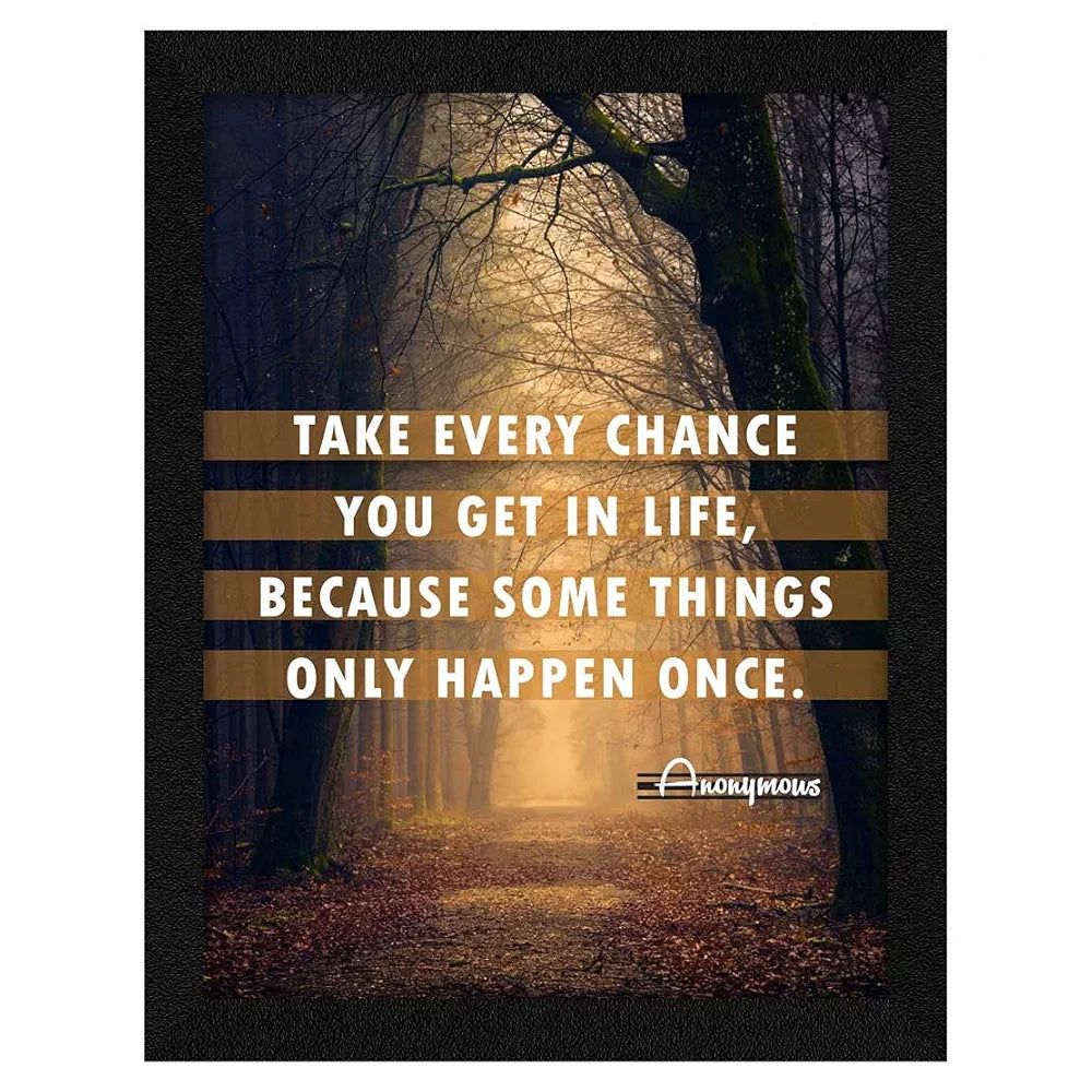 ArtX Motivational Inspirational Quotes, Take Every Chance Framed Wall Art Painting, Multicolor, Abstract, 10 X 13 Inches, Set of 1