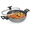 Milton Pro Cook Black Pearl Non-stick Kadai With Glass Lid & Handles, 26 Cm / 3.4 Litre - 1543 gms