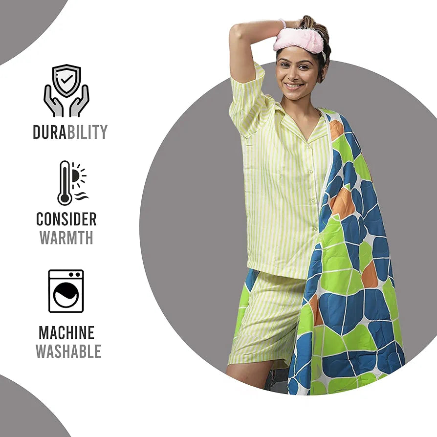 Divine Casa Microfiber 150 GSM Reversible Double Bed Comforter | Ultra Soft & Lightweight Blanket | Cozy & Breathable for All-Weather | 254 x 230 CM, Acid Lime