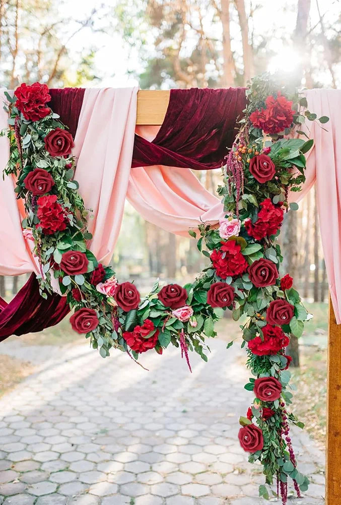 IPOPU 100PCS Burgundy Rose Artificial Flower Heads, 3in Real Looking Stemless Foam Roses Fake Flowers Bulk with Crystal for DIY Craft Wedding Bouquets Arrangements Party Home Decorations