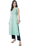 Janasya Women's Sea Green Rayon Ethnic Motifs Straight Kurta