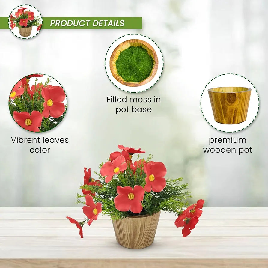 fancymart Artificial Flower in Grass with Pot, Perfect for Home & Office Decor, Artificial Flora -8419