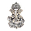 Gold Art India Matte Silver Plated Antique Mukut Ganesha Perfect for Gifting