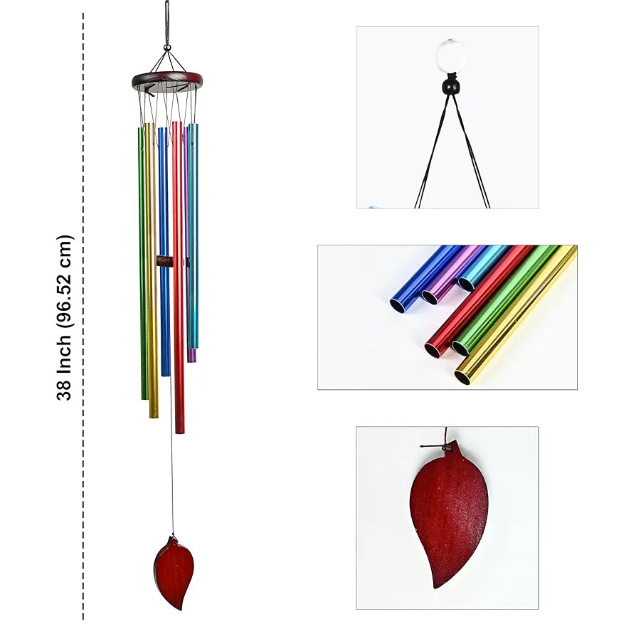 Hindcraft Wind Chimes for Bedroom and Hall – Home Decoration Items for Positive Energy, Hanging Bells Showpieces for Home Décor | Housewarming Gifts for Women and Living Room Décor, Multicolor 6-Pipe