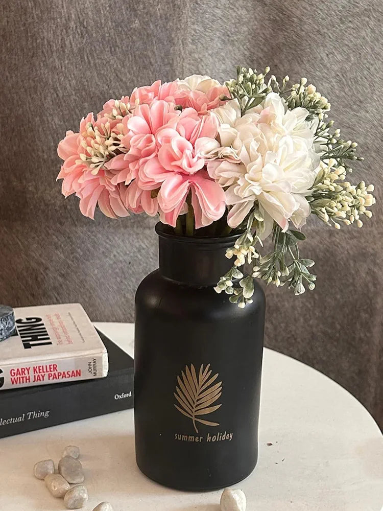 TIED RIBBONS Pack of 2 Artificial Hydrangea Dahlia Flowers Bunch for Home Décor Vase Pot Living Room Office Table, Diwali Decoration Items for Home, Diwali Gifts  