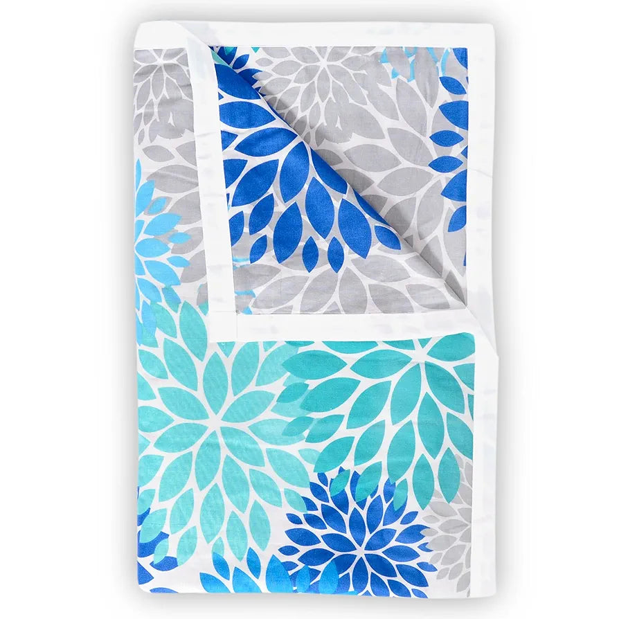 Divine Casa Floret 100% Cotton Single Dohar | 120 GSM | Soft & Lightweight Throw Blanket | Cozy & Breathable Bedding | All-Season Comfort | 210 x 140 CM, Blue Aqua